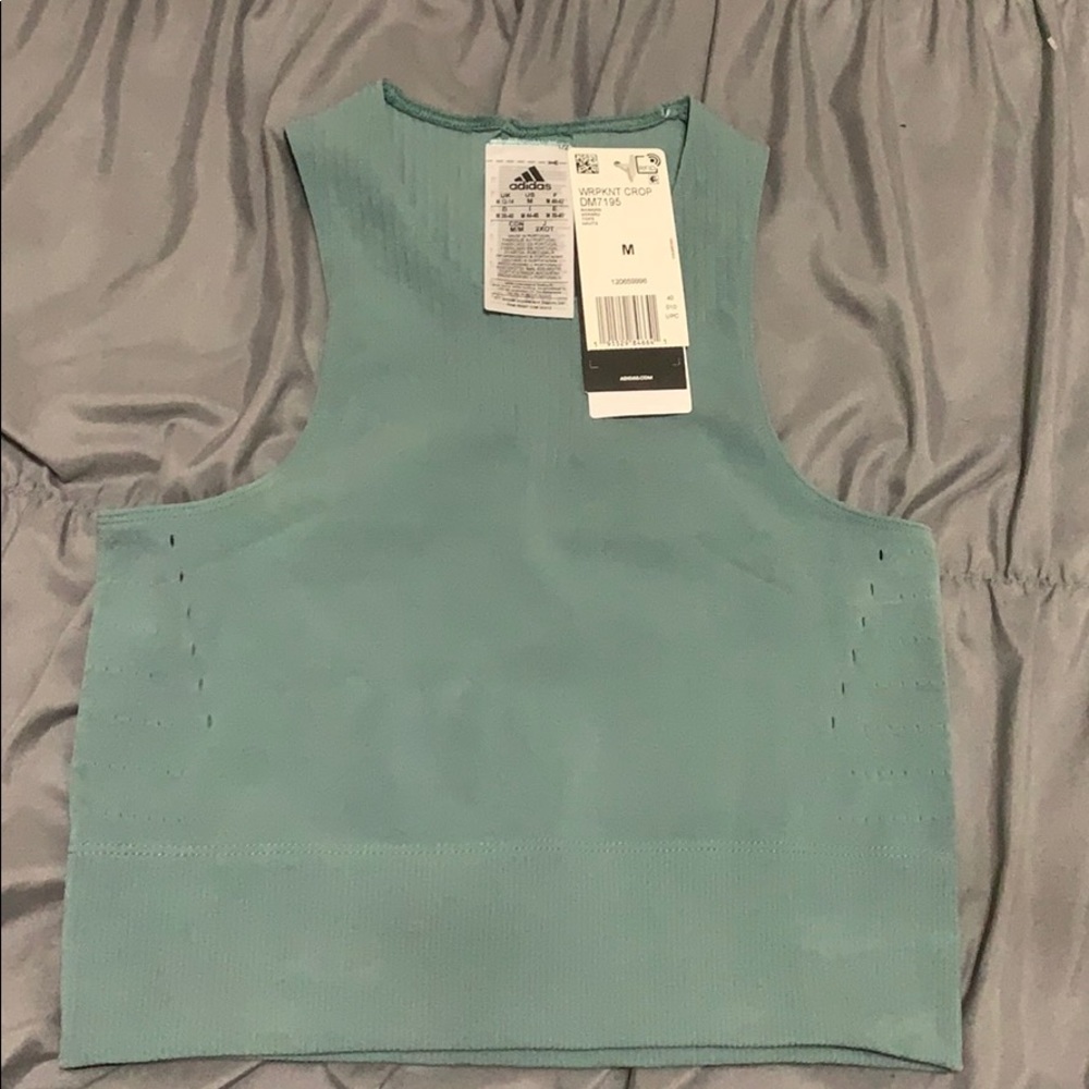 adidas warp knit crop size medium color teal, never worn